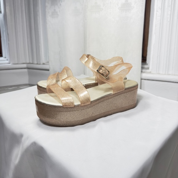 ALDO glitter shimmering platform sandals • beige US 9 - Picture 2 of 7